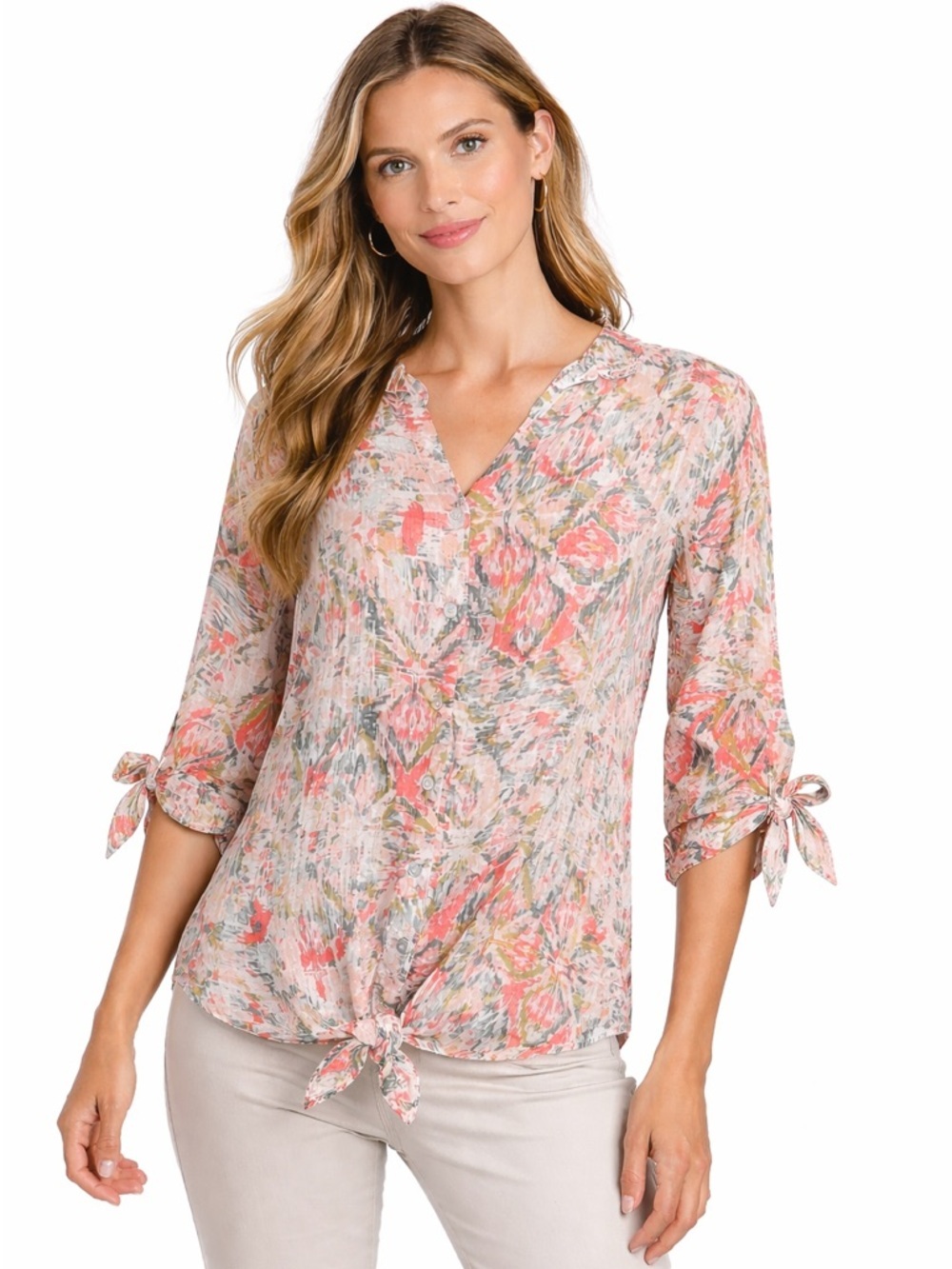 Allison Daley Vibrant Patterned Button-Down Shirt